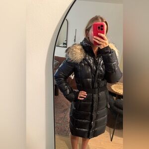 SAM. Black Puffer Jacket with Fur Trim
